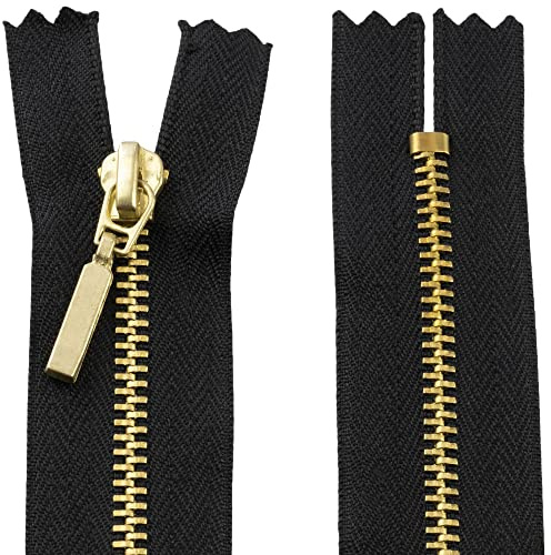 Aerzetix - C61473 - Cerniera Lampo Non separabile 60cm in Metallo con tiretto Decorativo - Colore: Nero - cursore Jeans Gilet pelletteria Cucito Abito Pantaloni merceria