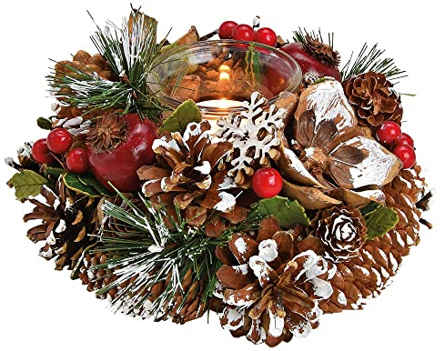 matches21 Lantern Christmas Wreath Advent Arrangement Christmas Advent Colourful Glass Wood Plastic 1 Piece Diameter 18 x 8 cm