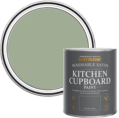 Rust-Oleum Green Scrubbable Kitchen Cupboard Paint in Satin Finish - Bramwell 750ml