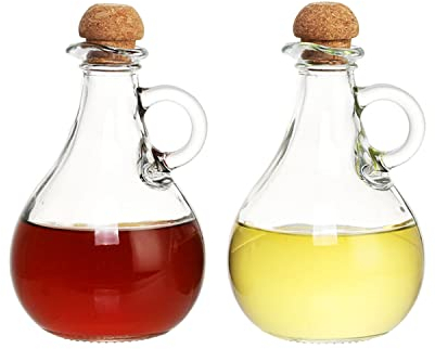 DKD Home Decor Set de Aceitera y Vinagrera 9 x 9 x 14,5 cm Cristal Transparente Corcho 230 ml 2 Unidades