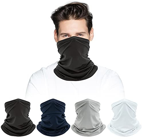 BOOHO 4 Stück Multifunktionstuch, Neck Gaiter Atmungsaktive Bandana Maske für Outdoor-Schutz, Winddicht Schlauchschal Mundschutz, Schnelltrocknend Atmungsaktiv Weich Gesichtsmaske für Männer Frauen
