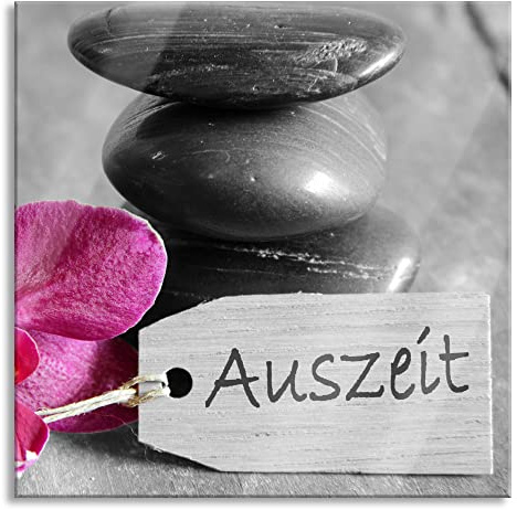 Pixxprint Glasbild, Wandbild auf Echtglas, Orchidee mit Zen Steinen, 40x40 cm, inkl. Aufhängung und Abstandshalter