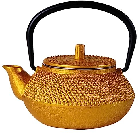 Theiere Fonte Théière Japonaise Théière Bouilloire En Fonte 300ML/0.3L Avec Théière Passoire Pour Thé En Vrac, Construction Durable Théière en Fonte Theiere Japonaise ( Color : Gold , Size : 300ML )
