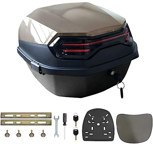 35L Motorrad Topcase für Roller Motorradkoffer Heckkoffer Kofferraum mit Rückenlehne Abschließbar Universal Wasserdicht Motorräder Heckbox für Moped/Mofa/Motorroller/Motorcycle,Grau,16*16*11in