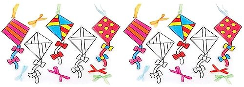 Baker Ross FE407 Kite Suncatcher Craft - Pack of 20, Stained Glass Effect for Kids to Decorate and Display for Arts and Craft Activities