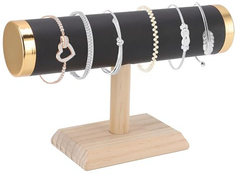 Hapivida Espositore per Bracciale, Espositore per Gioielli Porta Bracciali con Barra a T, Supporto per Bracciale e Collana Porta Gioielli da Tavolo Porta Orologi per l'Organizzazione Domestica, Nero