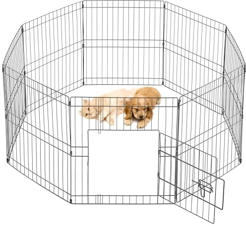 Yaheetech Recinto per Cani 8 pz 52 x 61 cm Conigli Cuccioli Animali Domestici da Interno Esterno Giardino in Ferro Recinzione