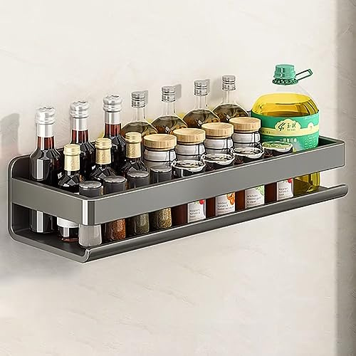 Edumov Gewürzregal Wand, Gewürzregal Ohne Bohren, Küchenregal Wand für Gewürze, Spice Rack (Platz für 20 Gewürze), Gewürzregal Hängend Ohne Bohren mit Klebebändern, Gewürz Organizer für Küche