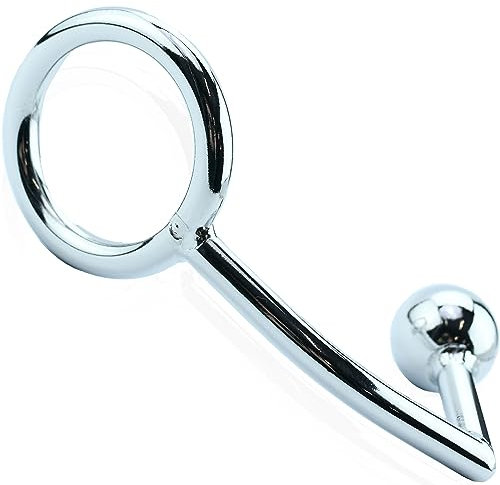 FOPS Gancio Anale Uomo con Palline e Anello Fallico Ø6,4 cm 17 cm Ø2,6 cm Acciaio Chirurgico - Butt Plug Testicoli Sex Toys per Coppie BDSM Stimolazione Intensa e Allungamento A23