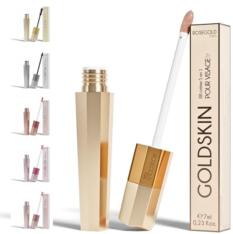 ROSEGOLD GOLDSKIN Die BB-Creme 5 in 1 mit Hyaluronsäure gleicht aus, spendet Feuchtigkeit und polstert die Haut auf Frischer, revitalisierter Teint - 98% Natürlich - Hormonfrei Parfümfrei - Vegan