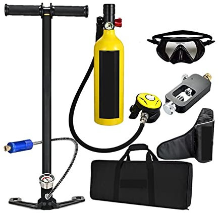 GUOPIN Respiration sous-Marine Respirateur De Plongée Portable De Loisirs en Plein Air De Style Adulte Équipé d'une Bouteille D'oxygène d'une Capacité De 1L Ultra Haute stabilité(Yellow Set F)