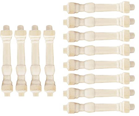 Lot de 12 balustres miniatures en bois 1:12 pour maison de poupée, kit de balustrade d'escalier et balcon réaliste pour amateurs de miniature, accessoires en bois pour constructeurs de
