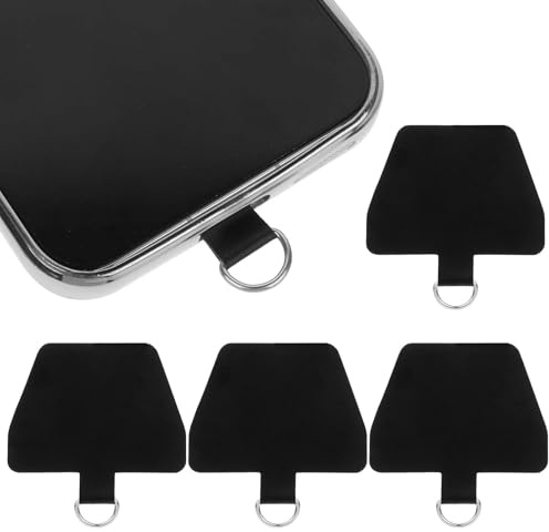 Styquenzer Leather Phone Tether Tab, 4 PCS Phone Lanyard Tether Replacement Part, Trapezoid Patches for Cell Phone Lanyard Phone Wrist Strap with Adhesive Compatible for All Most Smartphones Cases