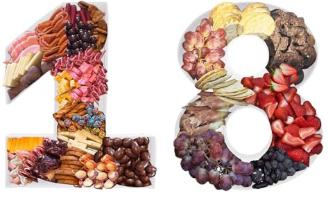 Plateau en carton à remplir en forme de chiffre de 38,1 cm, planche à charcuterie alimentaire, décoration de cupcakes (numéro 18)