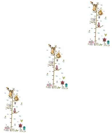VICASKY 3stücke Cartoon Zoo Tiere Wandtattoos Für Kinderzimmer Höhenmessung Aufkleber Zur Dekoration Von Wänden Wachstum Der Kleinen Zu Markieren Umweltfreundliches Wiederverwendbar