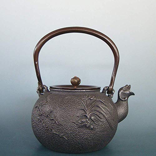 Juego de té de hierro fundido 1 5 L [Flor en la mosca] Olla de hierro fundido South Old Iron Pot sin revestimiento Pure Hand Health Pot 1500 ml