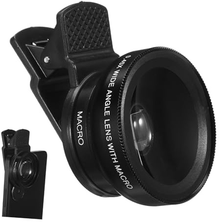 Housoutil Obiettivo Universale Per Telefono 2 in 1 0 45x Grandangolo 12 5x Macro Facile Da Usare Kit Obiettivo Per Fotocamera Mobile Nero Robusto Alluminio