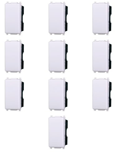 10 MODULI INTERRUTTORE 16A, BIANCO, COMPATIBILE CON VIMAR PLANA, MODULI E FRUTTI 100% COMPATIBILI, MATERIALI DI ALTA QUALITA'