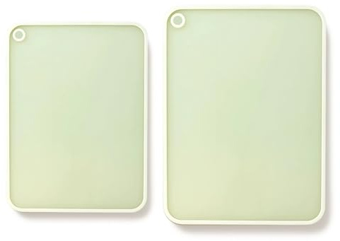 CLOVE Planche a Decouper Plastique 40x30 cm 34 x 24 SemiVerte Planche à Découper Epaisse 10mm, Planche à Decouper Blanche XL Plan de Travail Sans-BPA Antidérapant Rainure Jus Lave-Vaisselle (L+M)