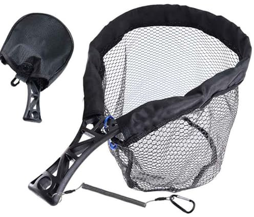 Fishing Landing Net, Pond Fly Fishing Gear, Foldable Freshwater Saltwater, Lightweight Sturdy Design, Suitable for Salmon, Trout, Bass, Kayak Use, Easy Transportation