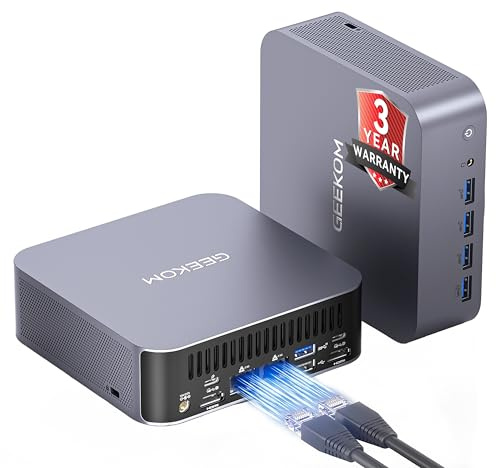 GEEKOM [2026 Upgraded Cooling GT15 MAX AI Mini PC Windows 11 Pro, with Intel Core U9-285H(Up to 5.4GHz), 32GB DDR5 (Up to 128GB) & 1TB SSD, 4K@120Hz Quad Display/Dual USB4.0 for Gaming/Video Editing