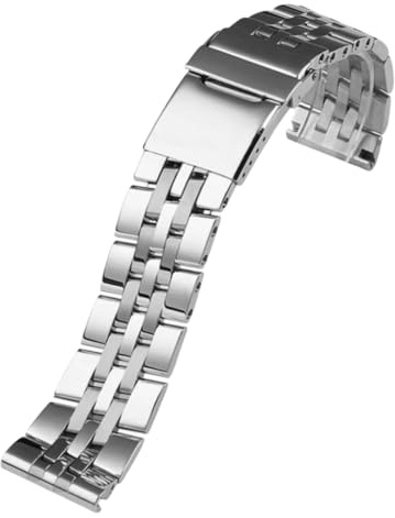 ROUREOX Bürsteter Stahl Gerades Ende Uhrband, Edelstahl Deployant Uhrenarmband für Breitling Blackbird/Avenger-Silber 20MM