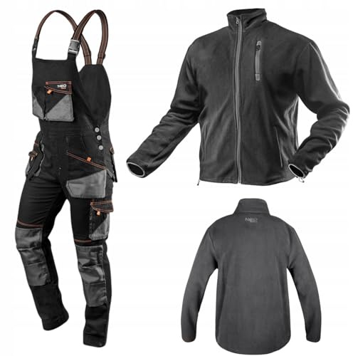 NEO TOOLS Polar-Fleece-Jacke in Navy-Blau, Größen S-XXXL, für den Outdoor-Einsatz und Freizeitaktivitäten, atmungsaktives Material, praktische Taschen