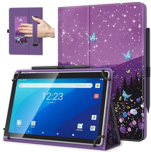 TiMOVO Universal Hülle für 10,1 Zoll Android Tablet | Mit Stiftschlaufe, Leicht & Faltbar, Standhülle, Mit Handschlaufe, Für 9,6-11 Zoll Touchscreen-Tabletten
