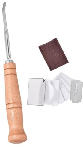 BIUDECO Cuchillo para Cortar Masa con Mango de Madera Herramienta para Pan de Acero Inoxidable Práctica y Resistente para Hornear y Moldear Baguettes y Panes Artesanales
