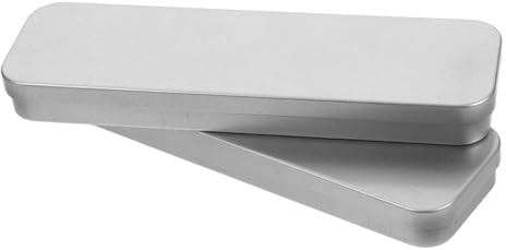 FONDOTIN 2pcs Metal Pen Box Container for Stationery and Pens, Spacious Rectangular Tinplate Pencil Case with Waterproof Feature, Stylish Smooth Finish Storage for School and Office Use