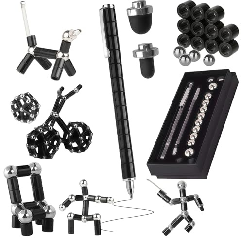 Fidget Magnetic Pen, Stress Relief Ballpoint Pen with Magnet, Decompression Gadget Gift for Men Teens, Cool Unique Black Pen