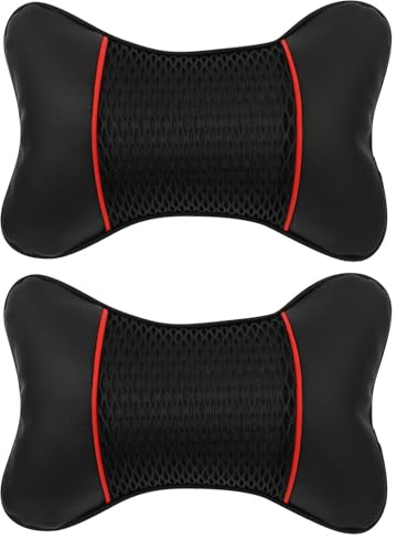 BATHVEVE 2 Stück 3d Auto Nackenkissen aus Polyester und Polypropylen Komfortables Nacken und Lendenstützkissen für Auto zum Fahren und Sitzen