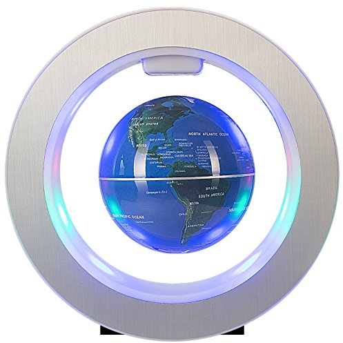 Senders Schwebender Globus mit LED-Lichtern, magnetisch schwebender Globus, Weltkarte für Schreibtischdekoration, Blau