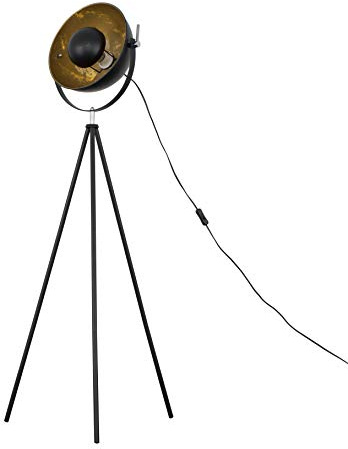 MiniSun | Retro Tripod Style Floor Lamp in a Black Metal Finish with a Gold Interior Shade | Floor Lamps & Torchieres, Home Décor, Improvement & Lifestyle Essential