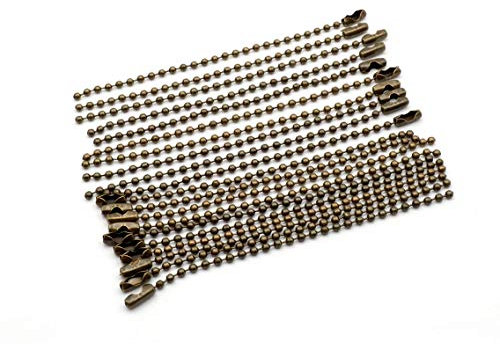 Vintage parts - Catena a sfere corte con chiusura in bronzo anticato, 10 cm, 20 gioielli fai da te
