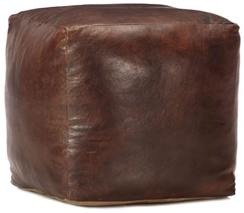 vidaXL Pouf Dunkelbraun 40 x 40 x 40 cm Echtes Ziegenleder