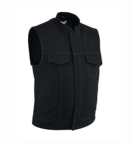 Leatherick Gilet de motard en jean pour homme avec intérieur respirant, gilet de moto à double fermeture éclair (FR/ES, Alpha/lettres, L, Taille normale, Taille normale, Noir)