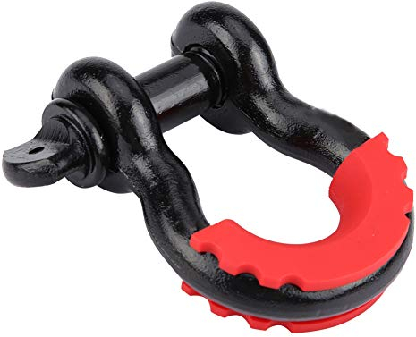 Hlyjoon Slackstar 3/4 Zoll Bogen Schäkel 4.75 Tonnen Auto D-Ring Schäkel mit Scheide Heavy Duty Hochfestem Edelstahl Kunststoff Schwarz für LKW SUV Motorrad Geländewagen Abschleppen