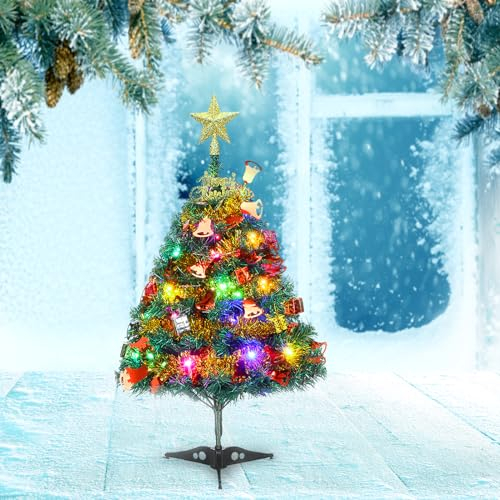 Weihnachtsbaum 60cm Weihnachtsbaum mit Beleuchtung Künstlicher Weihnachtsbaum Tannenbaum für Weihnachten Deko Tischdeko Schaufenster Büro