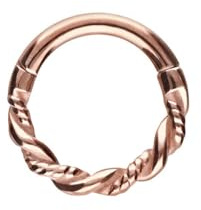 PIERCINGLINE Piercing Ring Chirurgenstahl Segmentring Clicker DOPPELT GEDREHT - Roségoldfarben, Schwarz, Goldfarben, Silberfarben