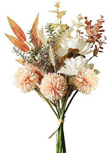 KIRIFLY Artificial Fake Flowers Plants Silk Flower Arrangements Wedding Bouquets Decorations Plastic Floral Table Centerpieces for Home Kitchen Garden Party Décor (Champagne)