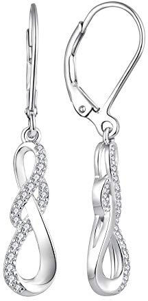 JO WISDOM Damen Ohrhänger Unendlichkeit Infinity silber 925,Ohrringe Hängende mit 3A Zirkonia Schmuck für Frauen Mädchen Mutter,Schmuck für Frauen
