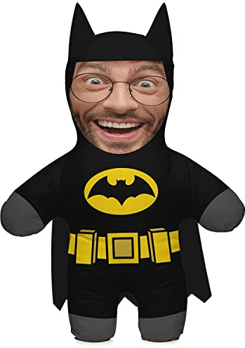 Ferocity Cadeau d'anniversaire pour la Fête des Pères Coussin d'oreiller Cadeau Photo Drôle Personnalisé; Corps Coloré avec Votre Propre Image de Visage Imprimée; 45cm de Haut; Motif Bat Human [091]