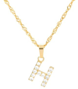 FPEAOB Buchstaben Kette Personalisierte Halskette mit Initial Buchstaben Anhänger Alphabet A-Z Buchstabenkette Damen Gold Kette Namenskette Geschenk für Frauen Weihnachten Geburtstag Valentinstag (H)