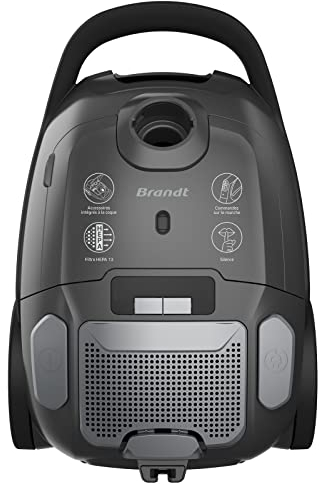 BRANDT ASTAS3RMA - Aspirateur traineau avec Sac Haute Performance - 800W - Capacité : 3 litres - 69 DB - Longueur Cordon : 9m - Filtre Hepa 13 - Accessoires intégrés - Noir