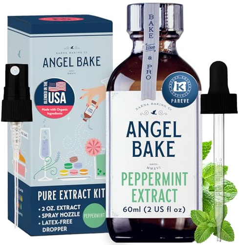 Pure Peppermint Extract for Baking and Mixology - 100 Servings Culinary Aromatics, Kosher, Keto Friendly, Vegan, Gluten-Free for Cooking, Desserts, Beverages (2 Oz Extract with Latex-Free Dropper & Spritzer)