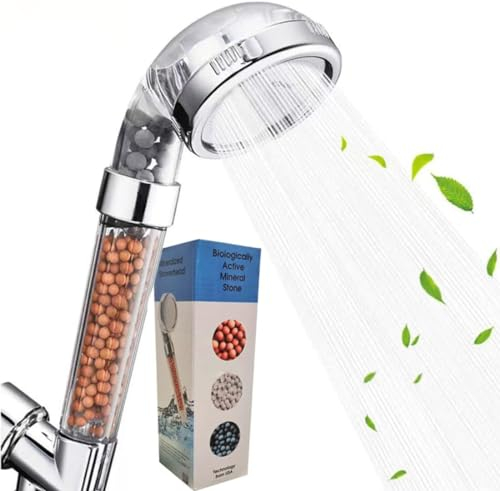 EVABRIS® Alcachofa de Ducha Alta Presion con Filtro de 3 Niveles, Purificación y Ahorro de Agua con Perlas Filtradoras Antical y Anticloro, Cabezal Ducha Universal Desmontable