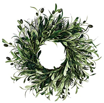Rifuli Dekoration hängender Kranz für Olivenfrüchte Porch Dekoration Fronttür Outdoor-Kranz Dekor Osterdeko Silber (A-As Shown, One Size)
