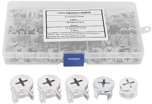 Artillery Nockenmuttern Set, 75-teiliges Nockenmuttern-möbel-exzenter-radmuttern-set 3-in-1-verbindungsbefestigungs-hardware-werkzeuge Für Industrielles Zubehör, Werkstattbedarf