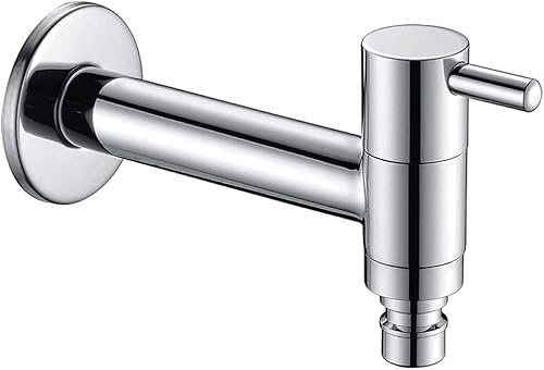 BILLOO Wandarmatur, Waschmaschinenhahn, Waschbecken Mopp Pool Kaltwasserarmatur, verchromte Messing Armatur, Kaltwasserarmatur Wand montiert lang,